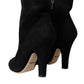 Black Suede Leather Ankle Heels Boots Shoes