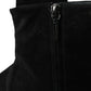 Black Suede Leather Ankle Heels Boots Shoes