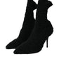 Black Suede Leather Ankle Heels Boots Shoes