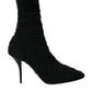Black Suede Leather Ankle Heels Boots Shoes
