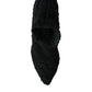 Black Suede Leather Ankle Heels Boots Shoes