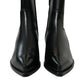 Black Leather Mid Calf Flats Boots Shoes