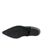 Black Leather Mid Calf Flats Boots Shoes