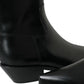 Black Leather Mid Calf Flats Boots Shoes