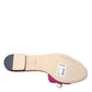 Pink Embellished Leather Flats Sandals Shoes