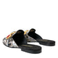 Gray Jacquard Crystal Mule Flat Sandals Shoes