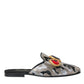 Gray Jacquard Crystal Mule Flat Sandals Shoes