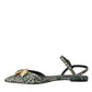 Multicolor Jacquard Crystal Slingback Sandals Shoes