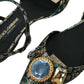 Multicolor Jacquard Crystal Slingback Sandals Shoes
