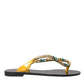 Mustard Crystal Calf Leather Beachwear Shoes