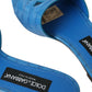 Cobalt Blue Leather Cut Out Logo Sandals Shoes