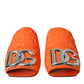 Orange Sequin Logo Slides Sandals Shoes