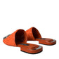 Orange Sequin Logo Slides Sandals Shoes