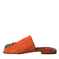 Orange Sequin Logo Slides Sandals Shoes