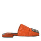 Orange Sequin Logo Slides Sandals Shoes
