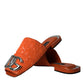 Orange Sequin Logo Slides Sandals Shoes