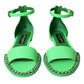 Neon Green Crystal Ankle Strap Sandals Shoes