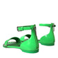 Neon Green Crystal Ankle Strap Sandals Shoes