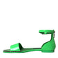 Neon Green Crystal Ankle Strap Sandals Shoes