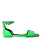 Neon Green Crystal Ankle Strap Sandals Shoes