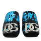 Blue Sequin Logo Slides Sandals Shoes