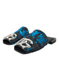 Blue Sequin Logo Slides Sandals Shoes