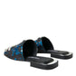 Blue Sequin Logo Slides Sandals Shoes