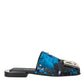 Blue Sequin Logo Slides Sandals Shoes