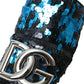 Blue Sequin Logo Slides Sandals Shoes