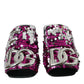 Fuchsia Sequin Logo Slides Sandals Shoes