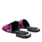Fuchsia Sequin Logo Slides Sandals Shoes