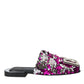 Fuchsia Sequin Logo Slides Sandals Shoes