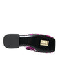 Fuchsia Sequin Logo Slides Sandals Shoes