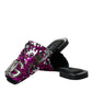 Fuchsia Sequin Logo Slides Sandals Shoes