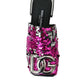 Fuchsia Sequin Logo Slides Sandals Shoes