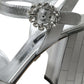 Silver Lambskin Leather Heels Sandals Shoes