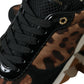 Black Brown Leopard Low Top Leather Sneaker Shoes