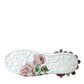 White Leather Crystal Roses Floral Sneakers Shoes