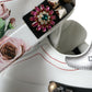White Leather Crystal Roses Floral Sneakers Shoes