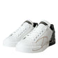 White Black Portofino Low Top Leather Sneakers Shoes
