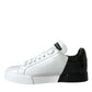 White Black Portofino Low Top Leather Sneakers Shoes