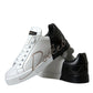 White Black Portofino Low Top Leather Sneakers Shoes