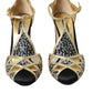 Black Suede Gold Embellished Heels Pump Shoes