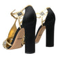 Black Suede Gold Embellished Heels Pump Shoes