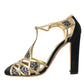 Black Suede Gold Embellished Heels Pump Shoes
