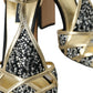 Black Suede Gold Embellished Heels Pump Shoes