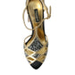 Black Suede Gold Embellished Heels Pump Shoes