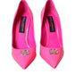 Neon Pink Leather Logo Pumps Heels Shoes
