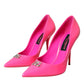 Neon Pink Leather Logo Pumps Heels Shoes