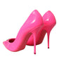 Neon Pink Leather Logo Pumps Heels Shoes